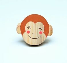Handmade Pine Wood Monkey Face Knob for Kids Furniture